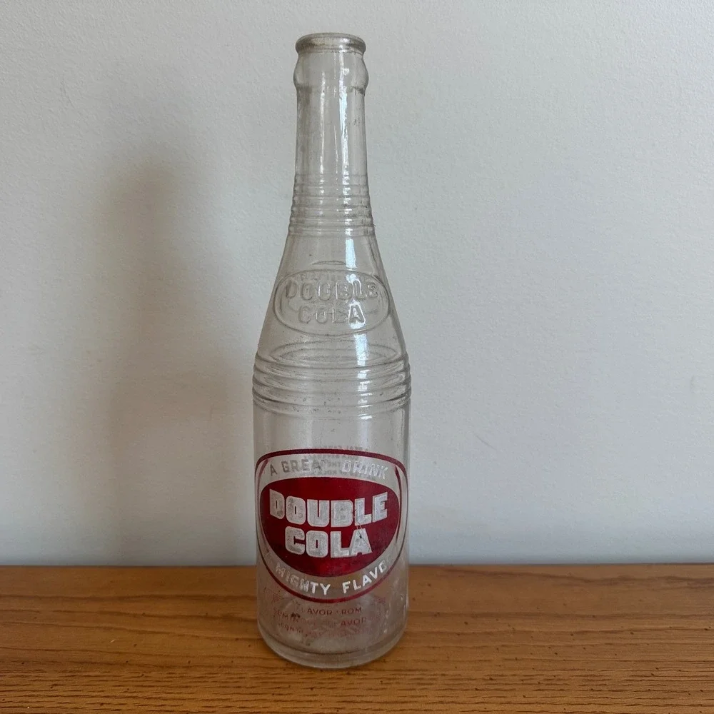 Vintage Double Cola Soda‎ Bottle Mighty Flavor Carbondale Illinois Glass 12oz